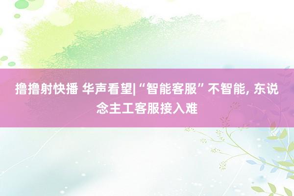 撸撸射快播 华声看望|“智能客服”不智能， 东说念主工客服接入难